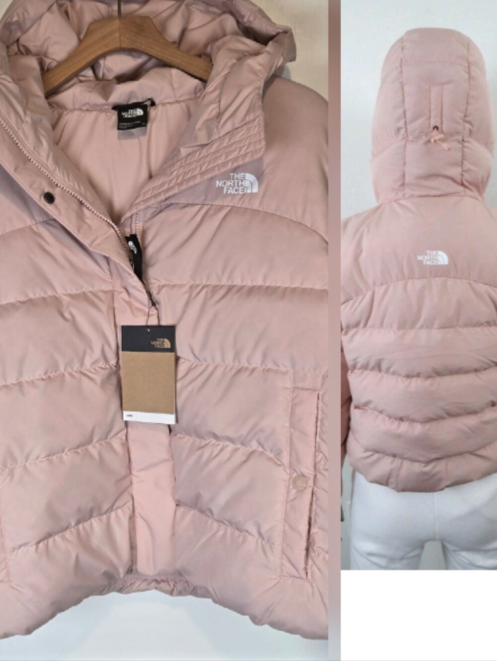 NWT The North Face Light Pink Moss Hooded Baltic Down Puffer Jacket Coat Sz XL